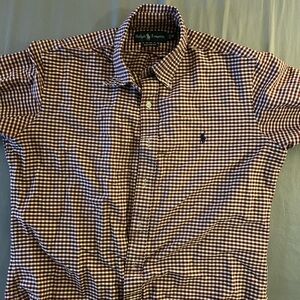 Ralph Lauren Men's Cherry Red and White Checkered Shirt